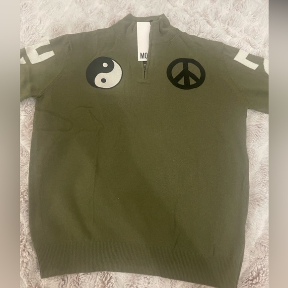 Love Moschino Mens Love Peace Green Sweater Sz L - Picture 2 of 8